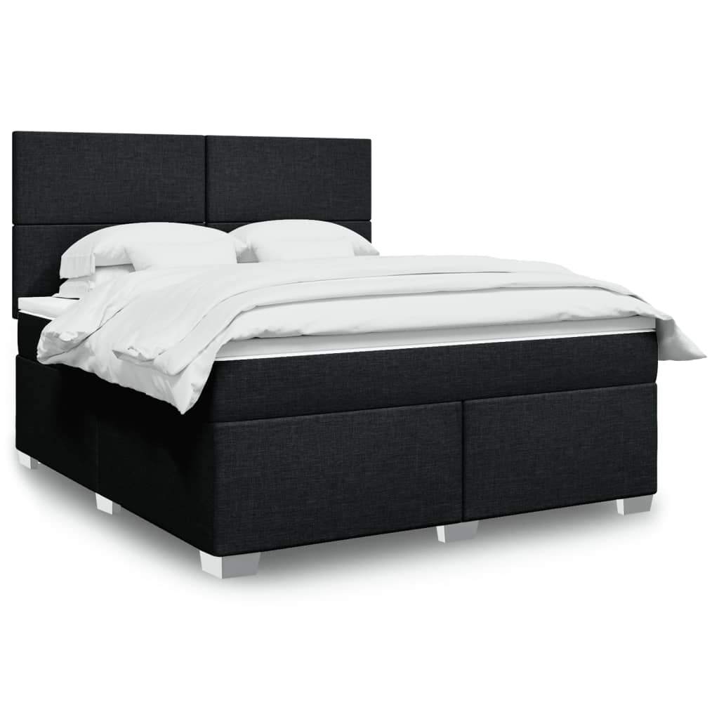 Boxspring met matras stof zwart 180x200 cm – afbeelding 1