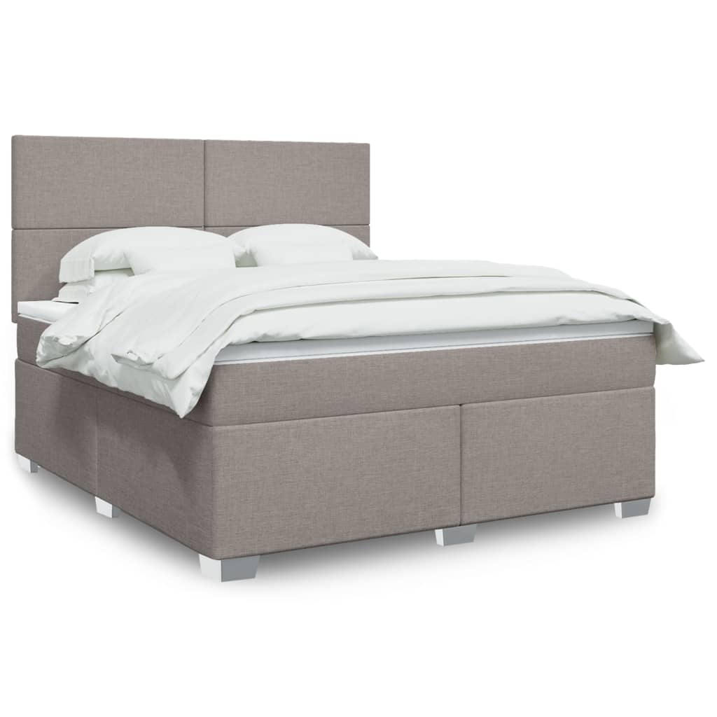 Boxspring met matras stof taupe 180x200 cm – afbeelding 1
