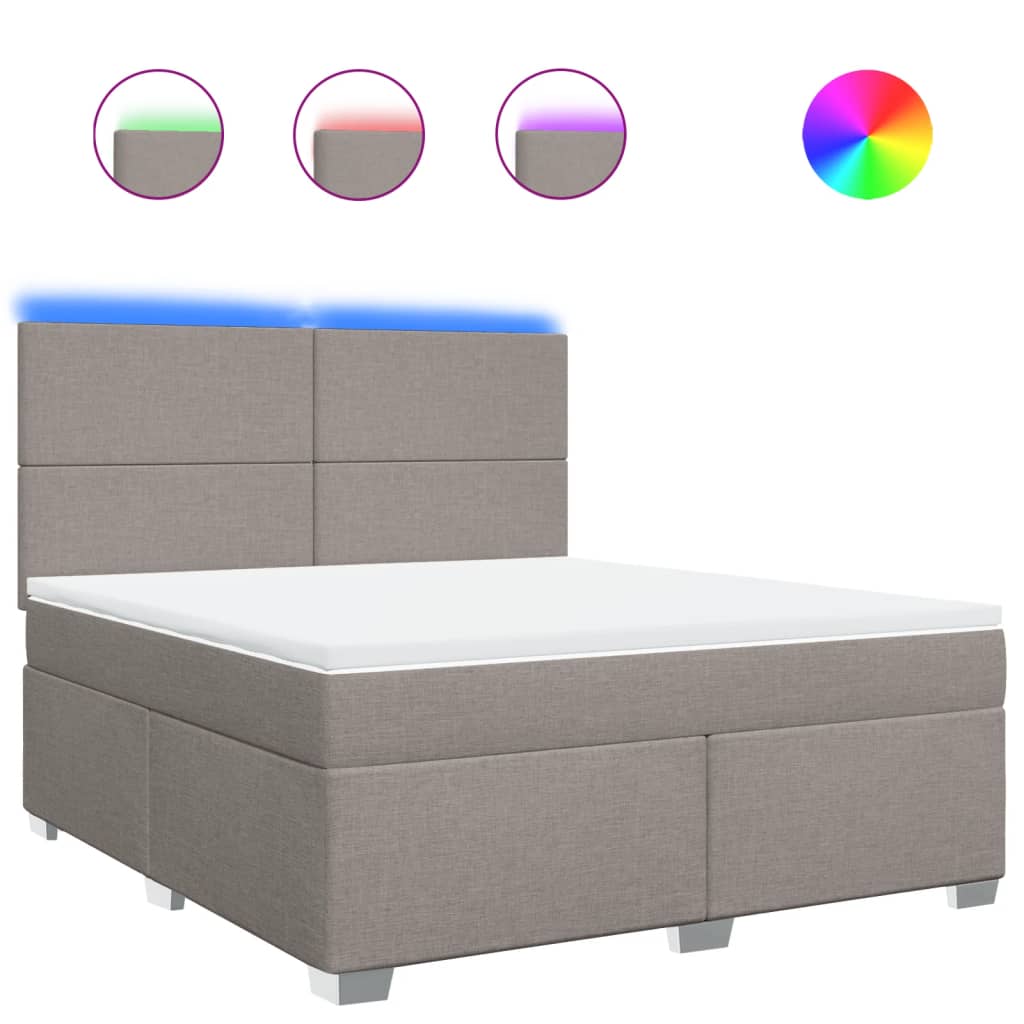 Boxspring met matras stof taupe 180x200 cm – afbeelding 2