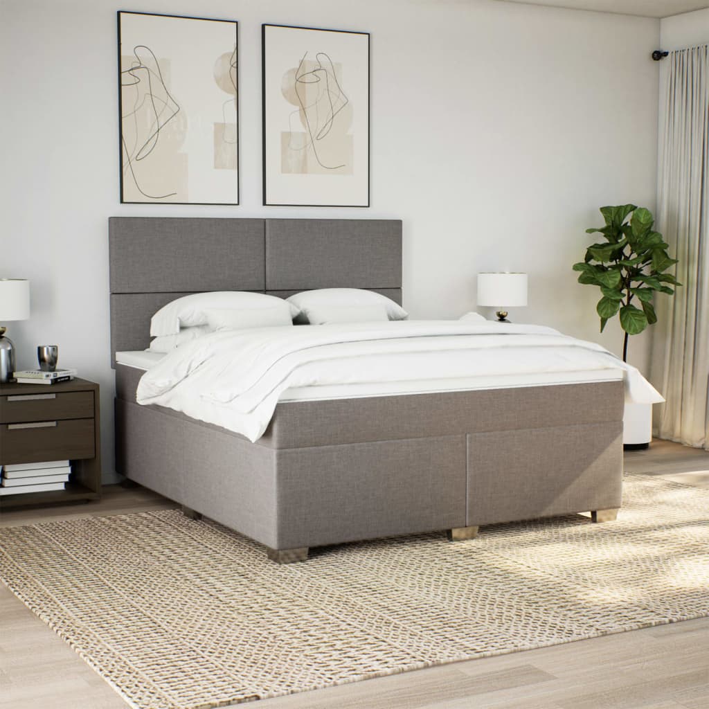 Boxspring met matras stof taupe 180x200 cm – afbeelding 4