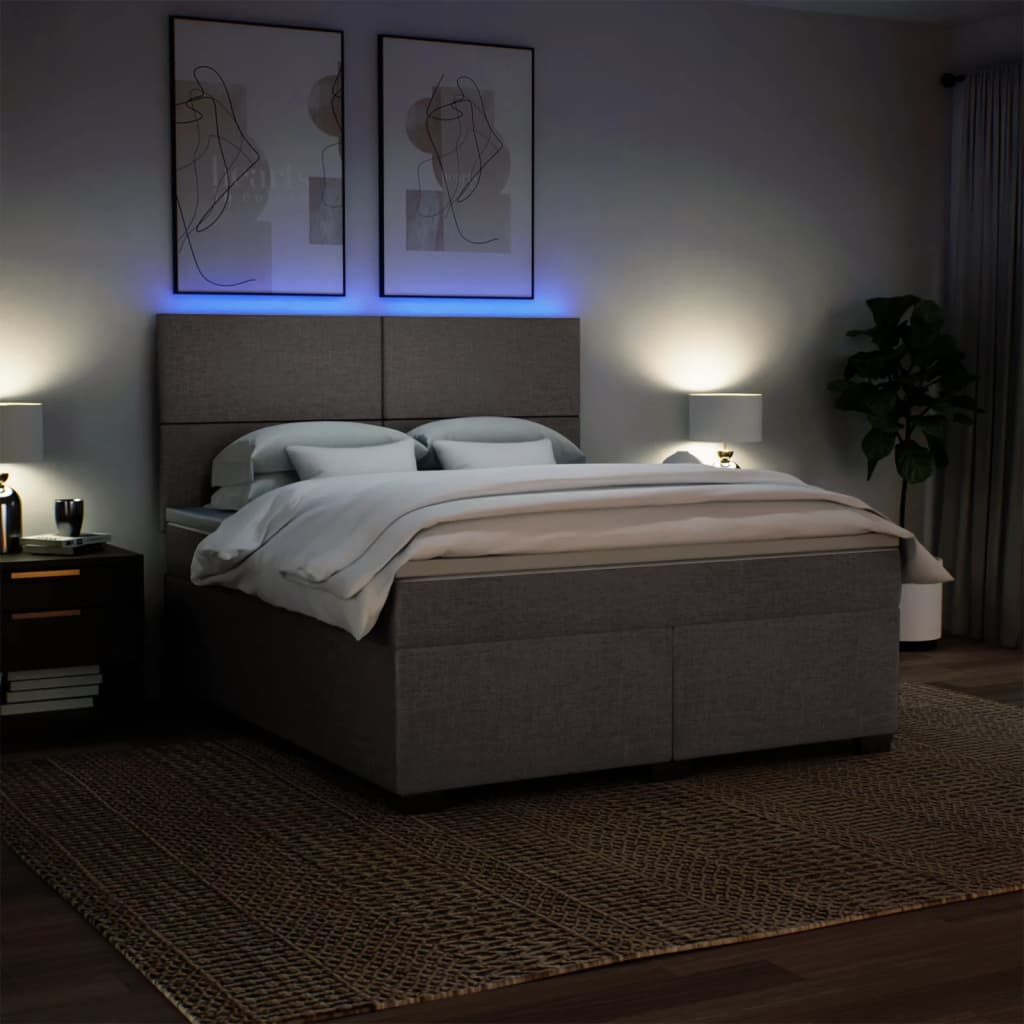 Boxspring met matras stof taupe 180x200 cm – afbeelding 5