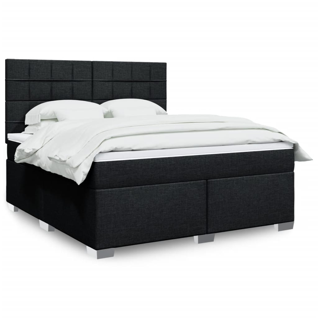 Boxspring met matras stof zwart 180x200 cm – afbeelding 1