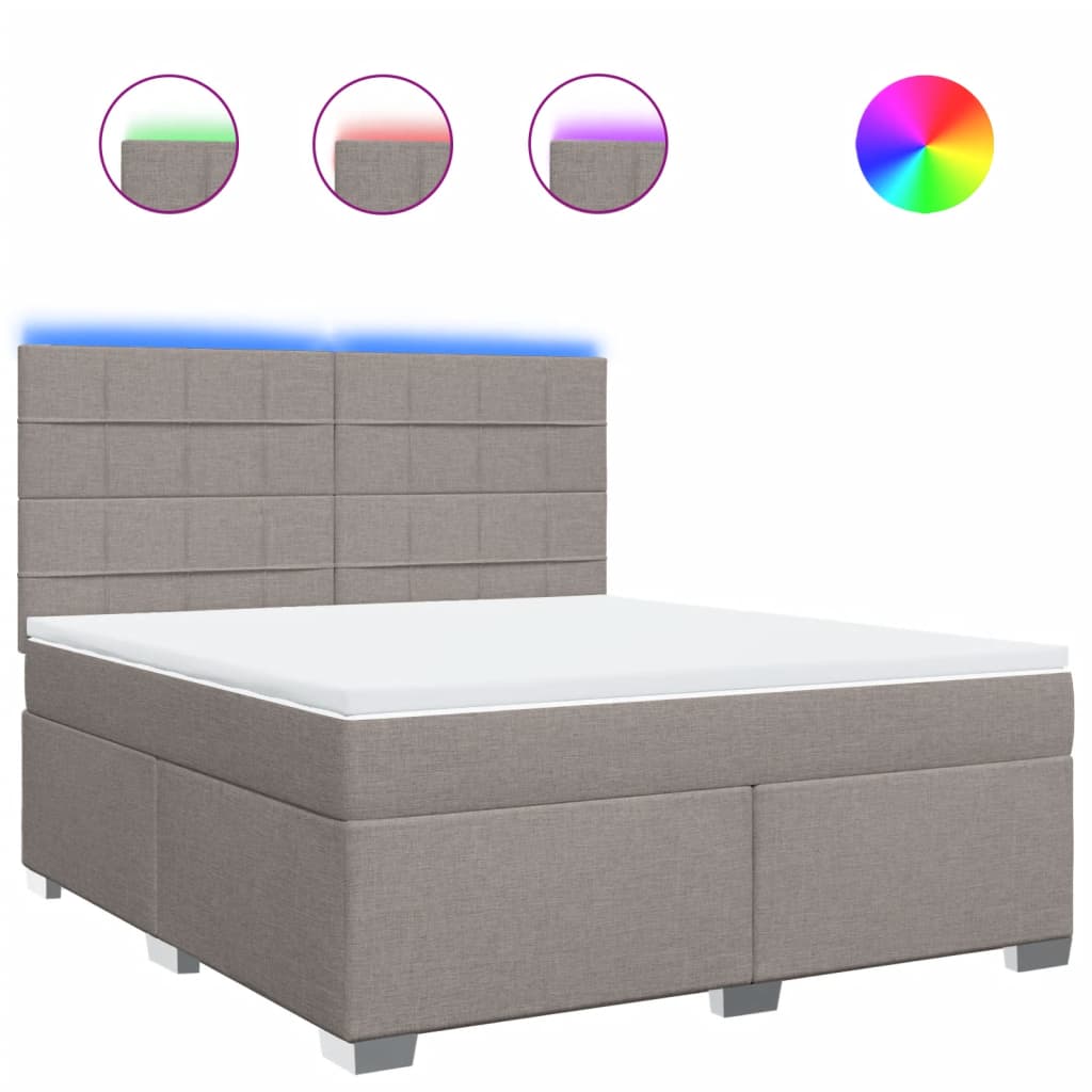 Boxspring met matras stof taupe 180x200 cm – afbeelding 2