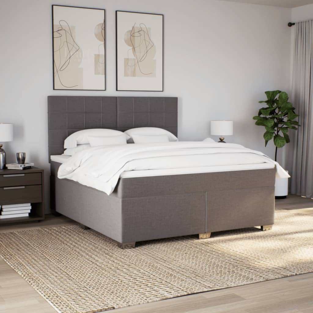 Boxspring met matras stof taupe 180x200 cm – afbeelding 4