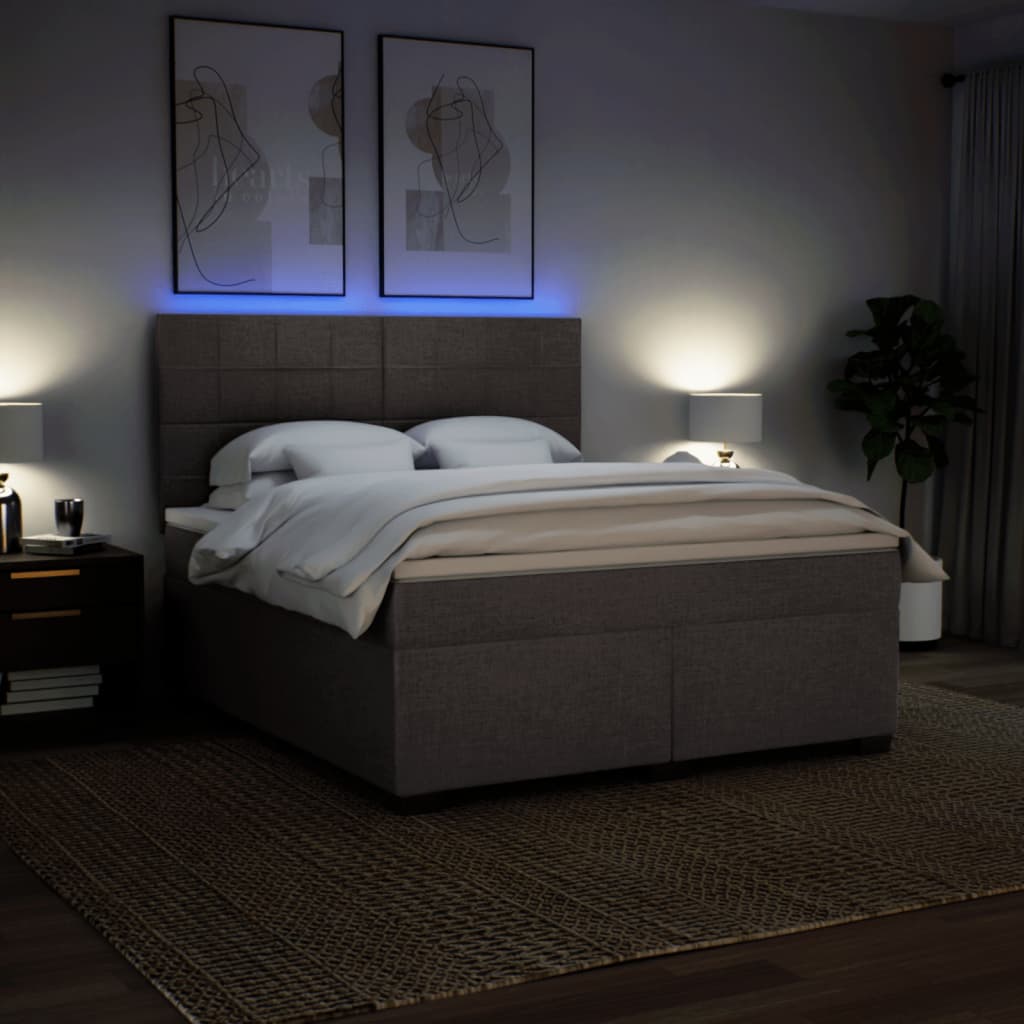 Boxspring met matras stof taupe 180x200 cm – afbeelding 5