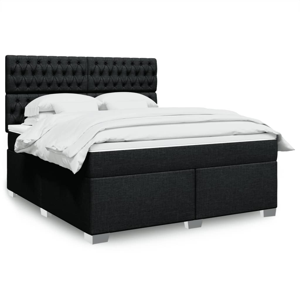 Boxspring met matras stof zwart 180x200 cm – afbeelding 1