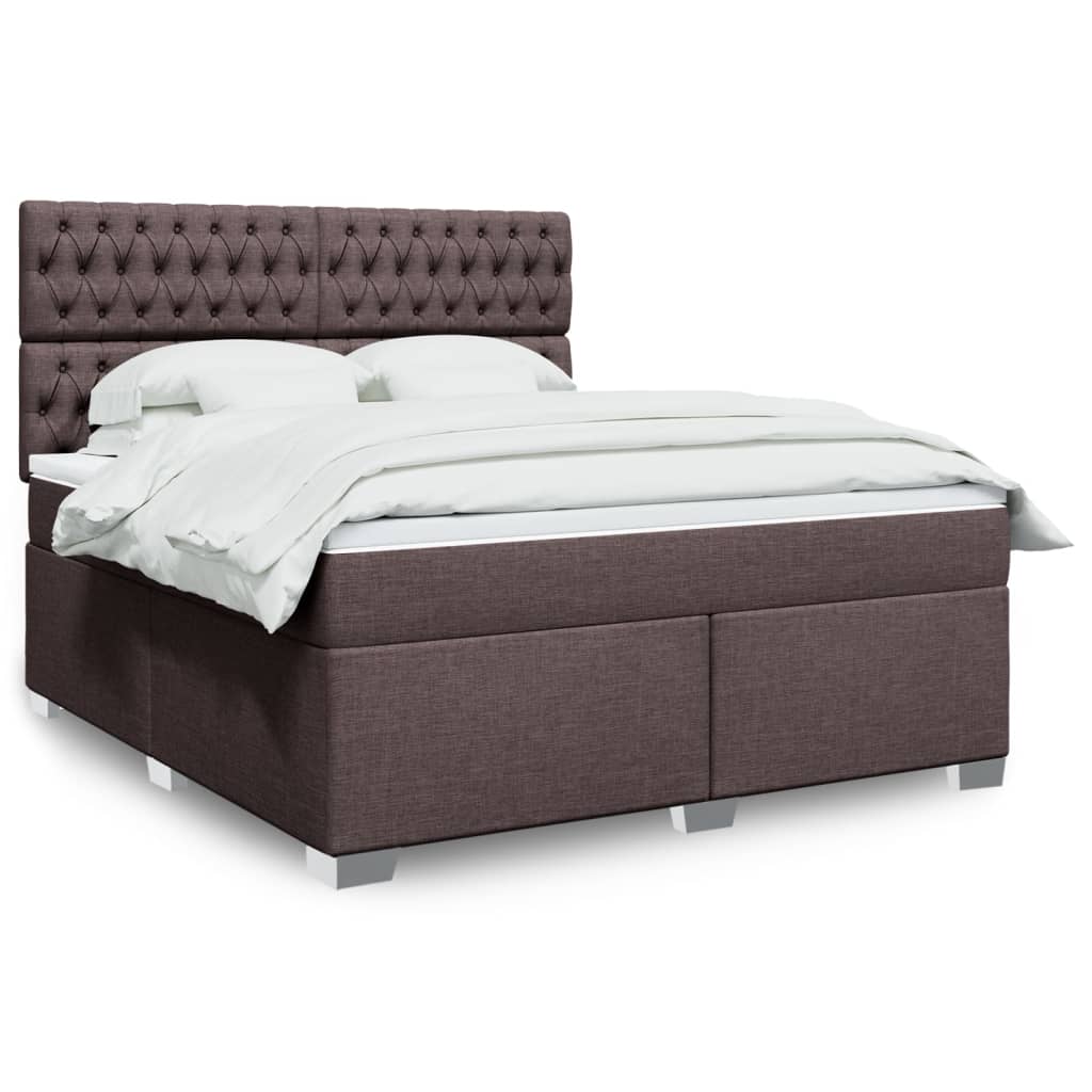 Boxspring met matras stof donkerbruin 180x200 cm – afbeelding 1