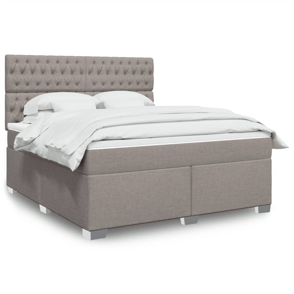 Boxspring met matras stof taupe 180x200 cm – afbeelding 1