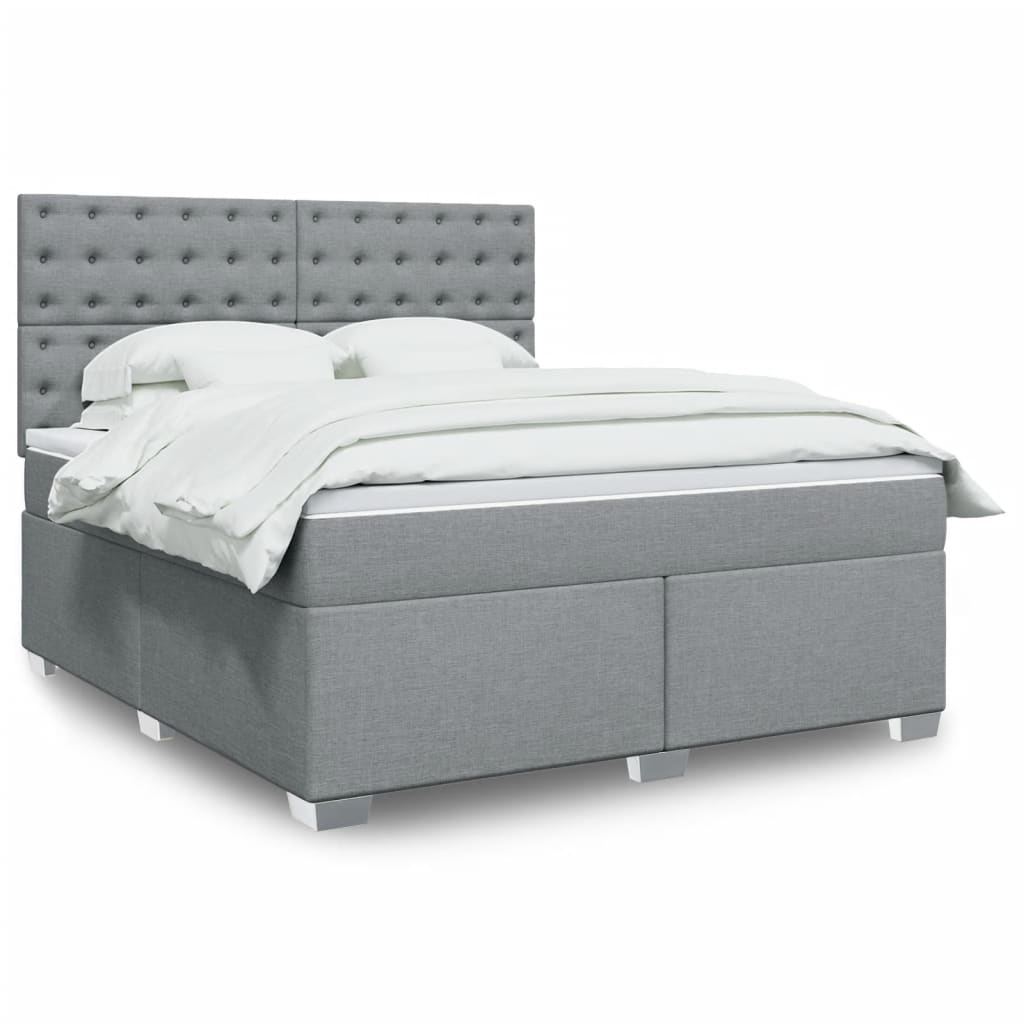 Boxspring met matras stof lichtgrijs 180x200 cm – afbeelding 1