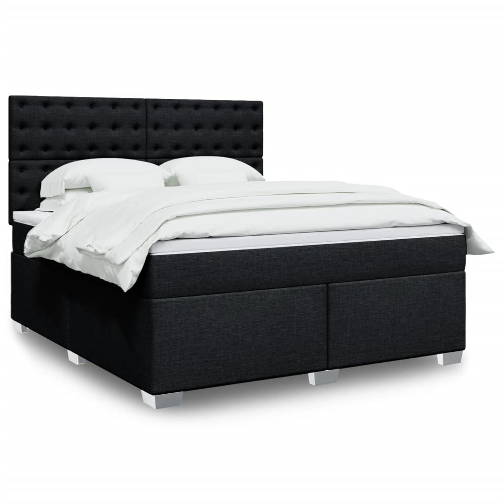 Boxspring met matras stof zwart 180x200 cm – afbeelding 1