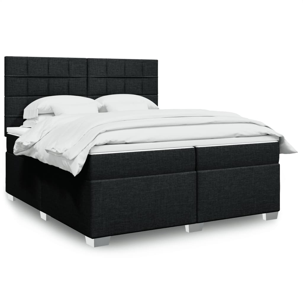 Boxspring met matras stof zwart 200x200 cm – afbeelding 1