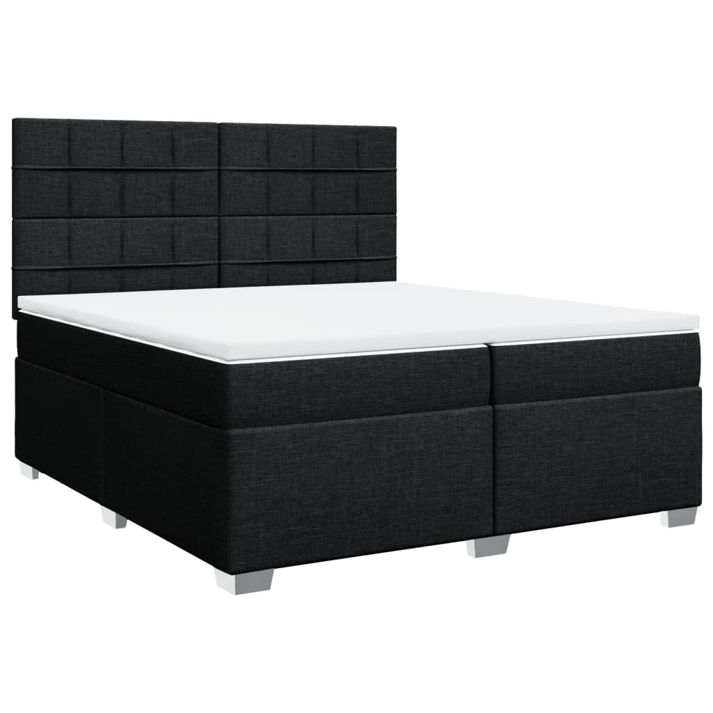 Boxspring met matras stof zwart 200x200 cm – afbeelding 3
