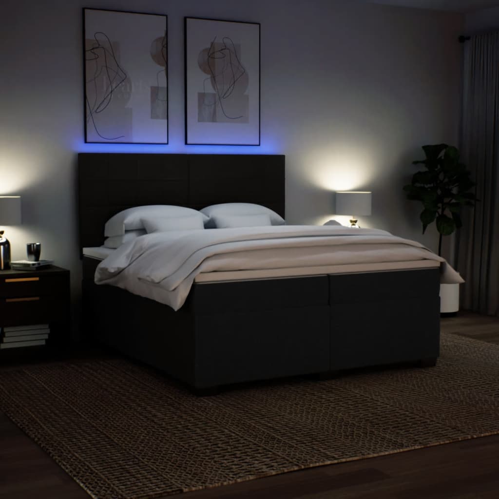 Boxspring met matras stof zwart 200x200 cm – afbeelding 5