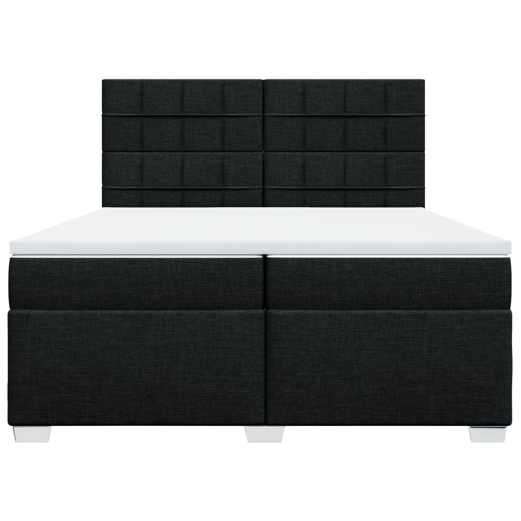 Boxspring met matras stof zwart 200x200 cm – afbeelding 6