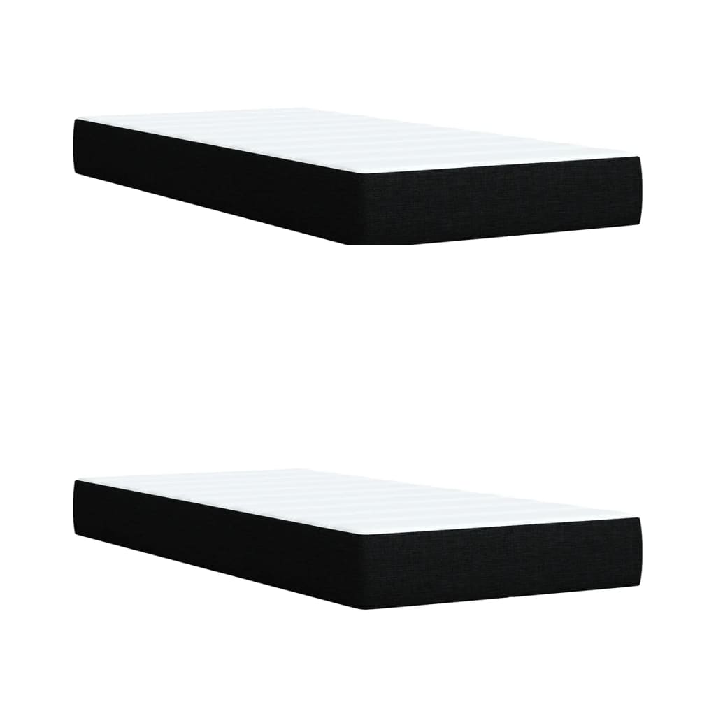 Boxspring met matras stof zwart 200x200 cm – afbeelding 9