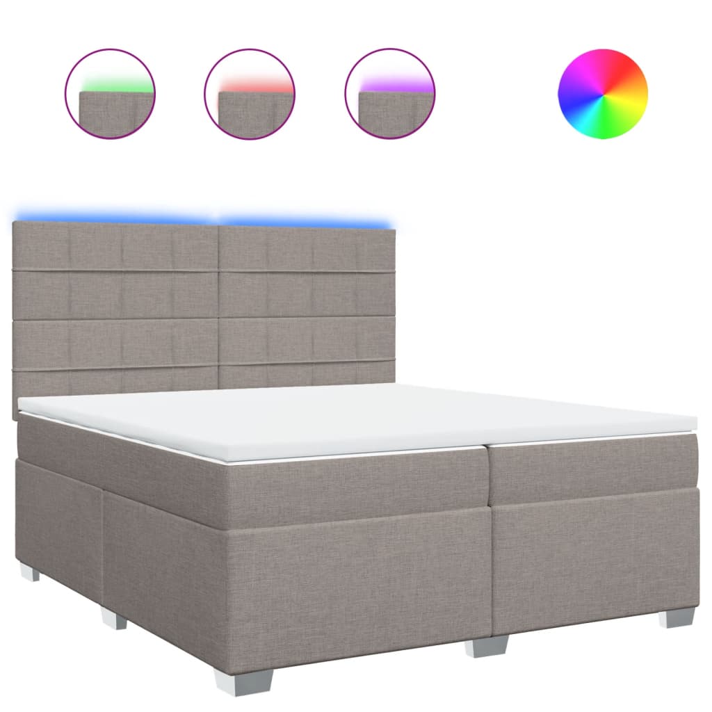 Boxspring met matras stof taupe 200x200 cm – afbeelding 2