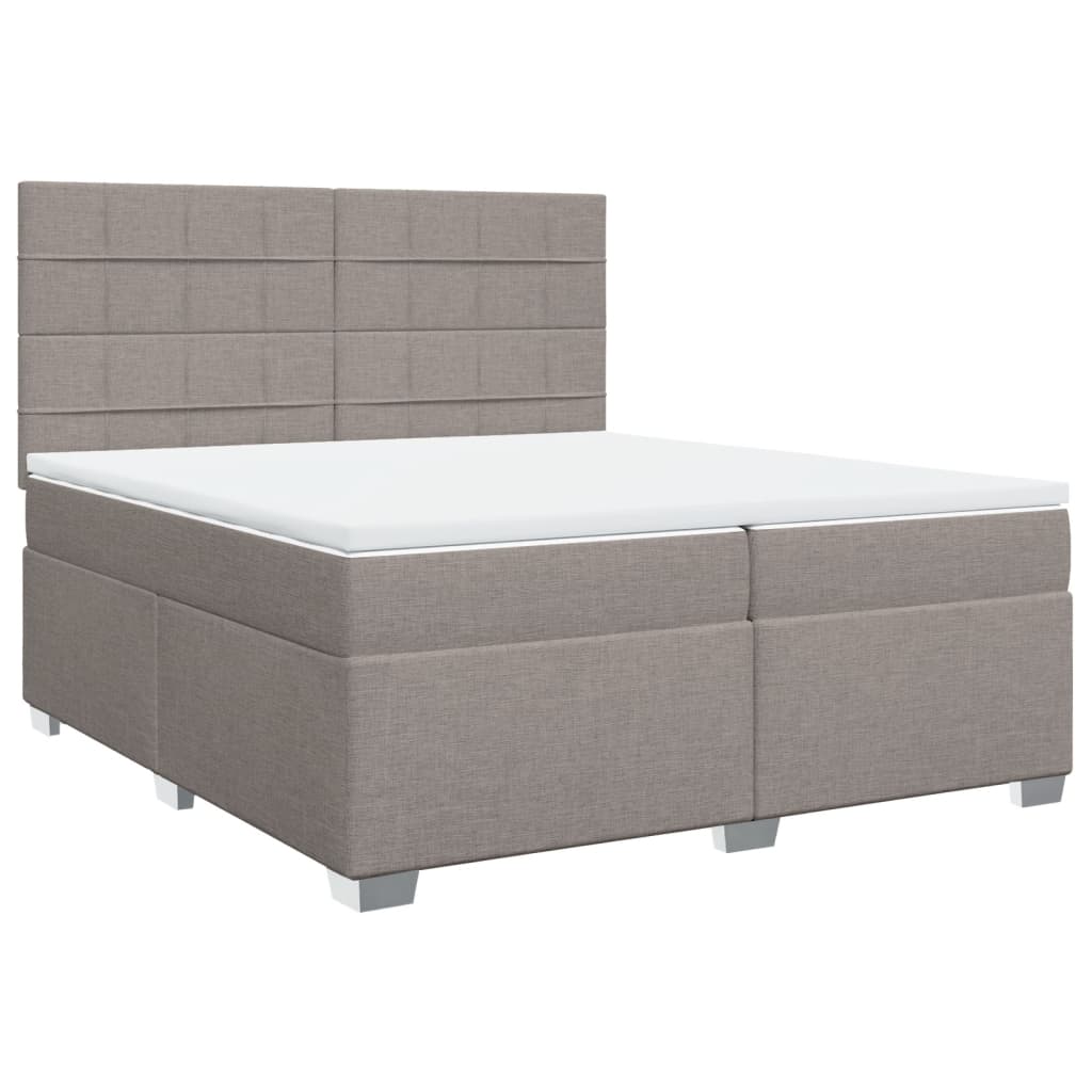 Boxspring met matras stof taupe 200x200 cm – afbeelding 3