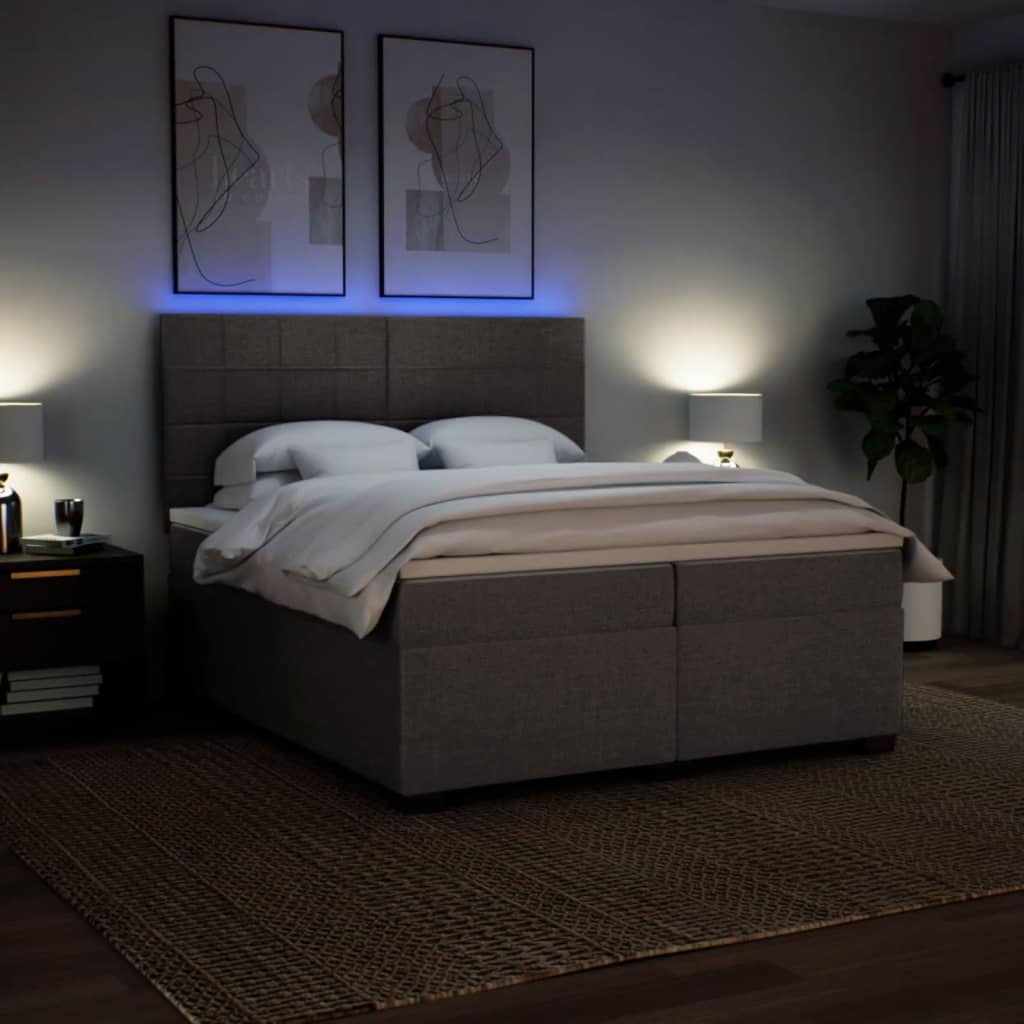 Boxspring met matras stof taupe 200x200 cm – afbeelding 5