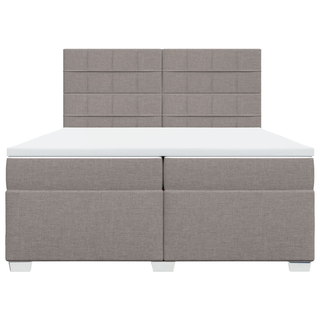 Boxspring met matras stof taupe 200x200 cm – afbeelding 6