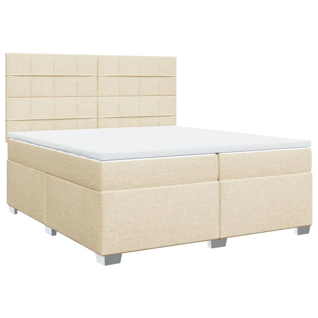 Boxspring met matras stof crèmekleurig 200x200 cm – afbeelding 3
