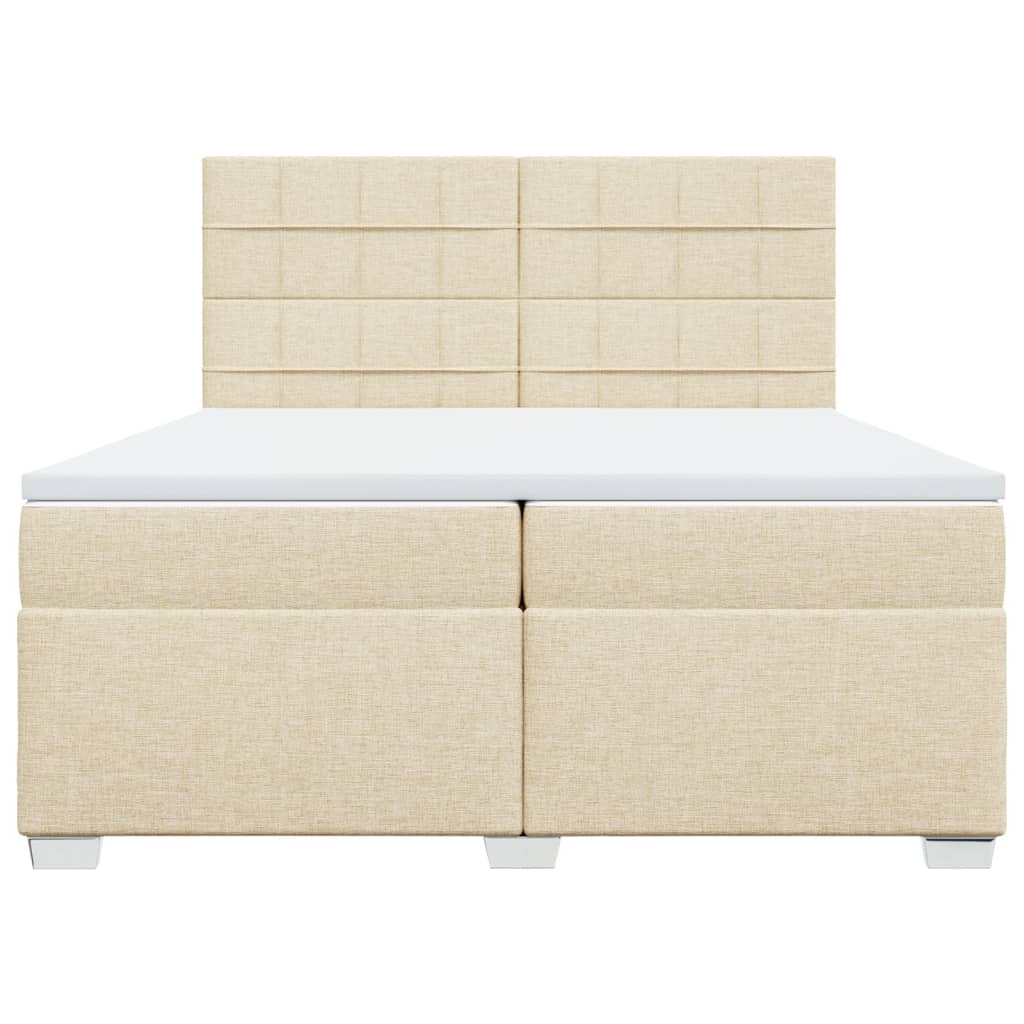 Boxspring met matras stof crèmekleurig 200x200 cm – afbeelding 6