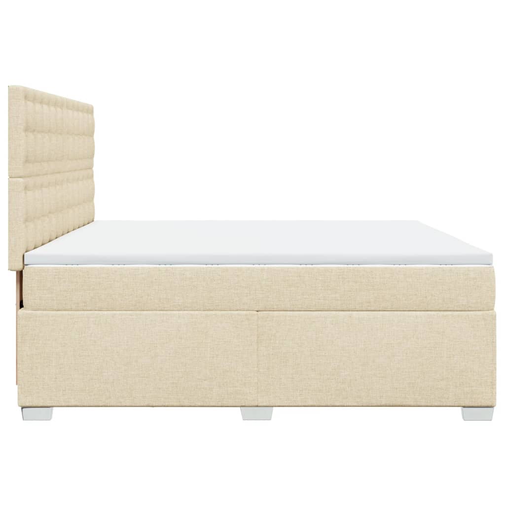 Boxspring met matras stof crèmekleurig 200x200 cm – afbeelding 11
