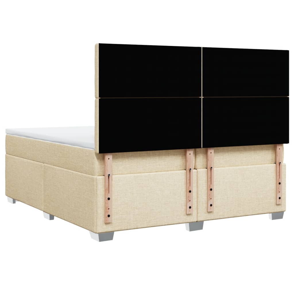 Boxspring met matras stof crèmekleurig 200x200 cm – afbeelding 12