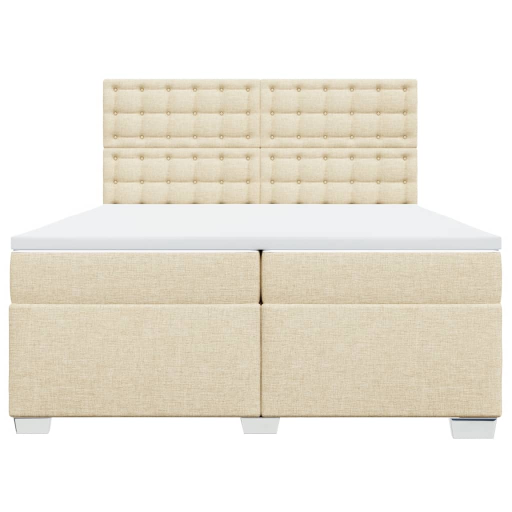 Boxspring met matras stof crèmekleurig 200x200 cm – afbeelding 6