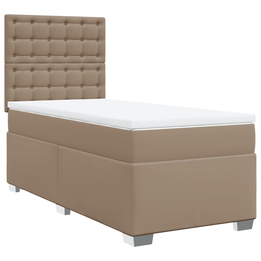 Boxspring met matras kunstleer cappuccinokleurig 80x200 cm – afbeelding 3