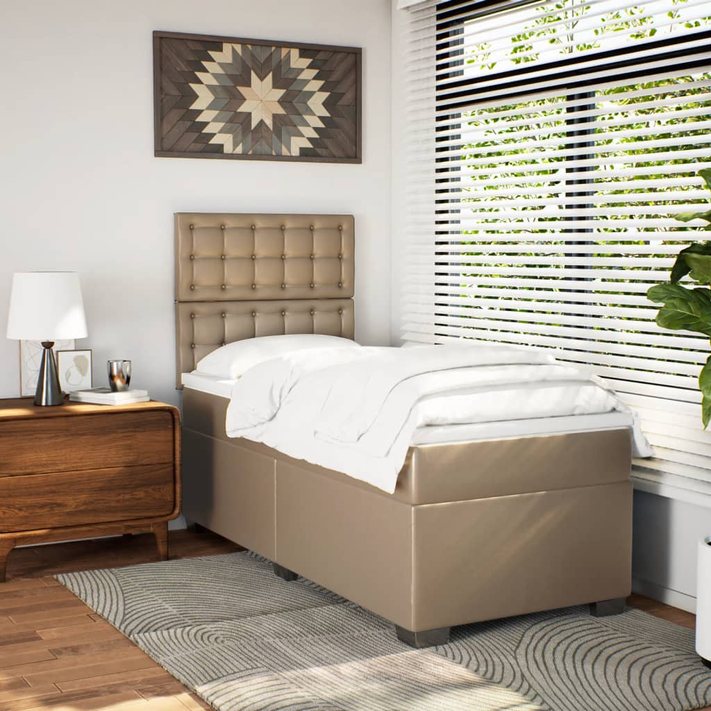 Boxspring met matras kunstleer cappuccinokleurig 80x200 cm – afbeelding 4