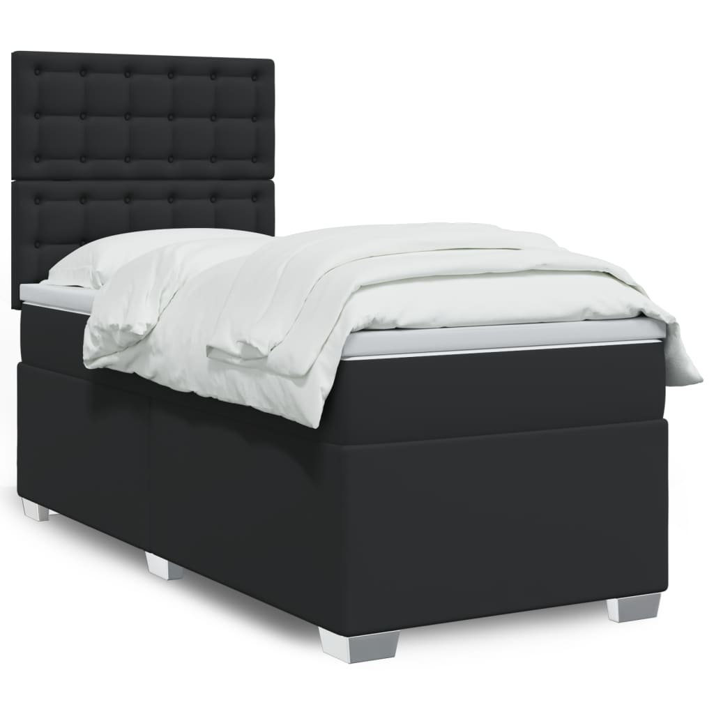 Boxspring met matras kunstleer zwart 90x200 cm – afbeelding 1