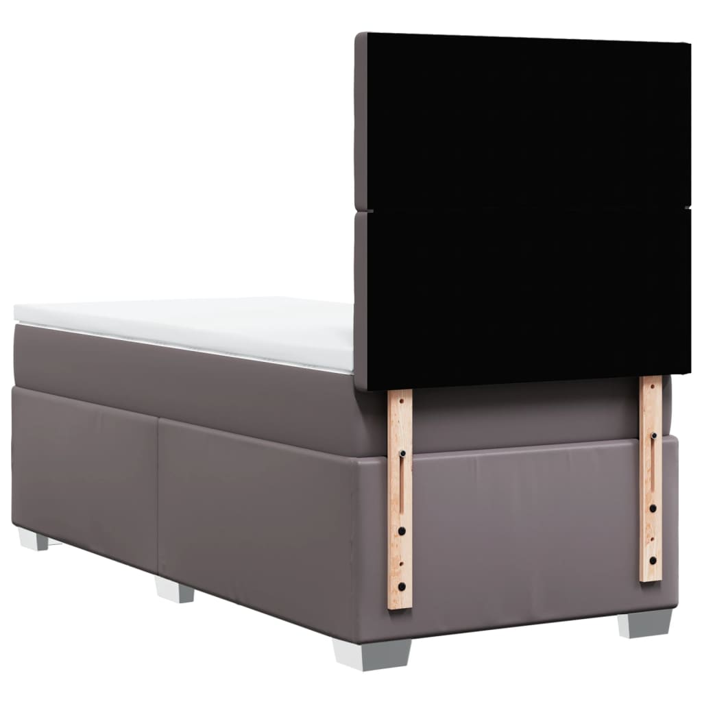 Boxspring met matras kunstleer grijs 90x200 cm – afbeelding 12
