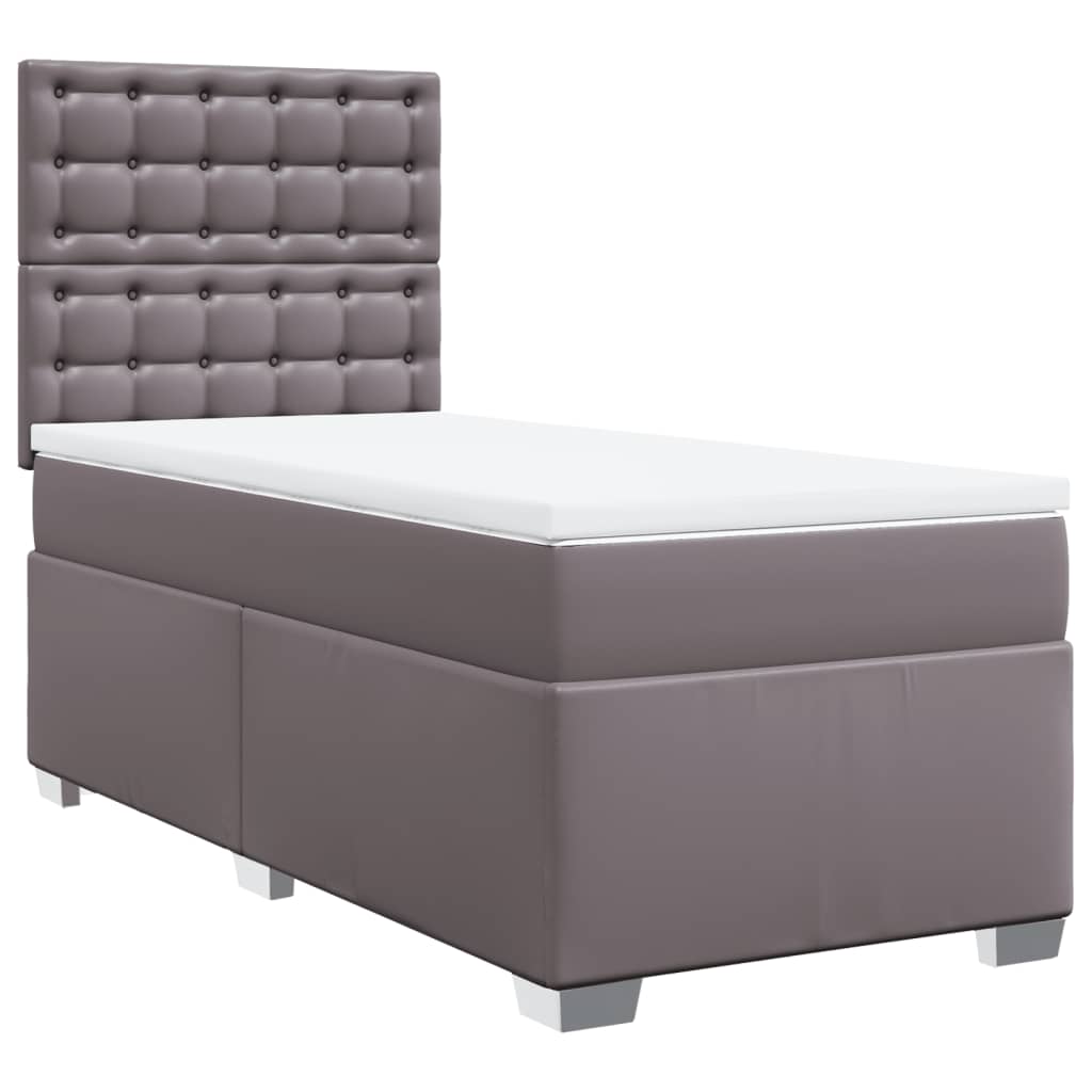 Boxspring met matras kunstleer grijs 90x200 cm – afbeelding 3