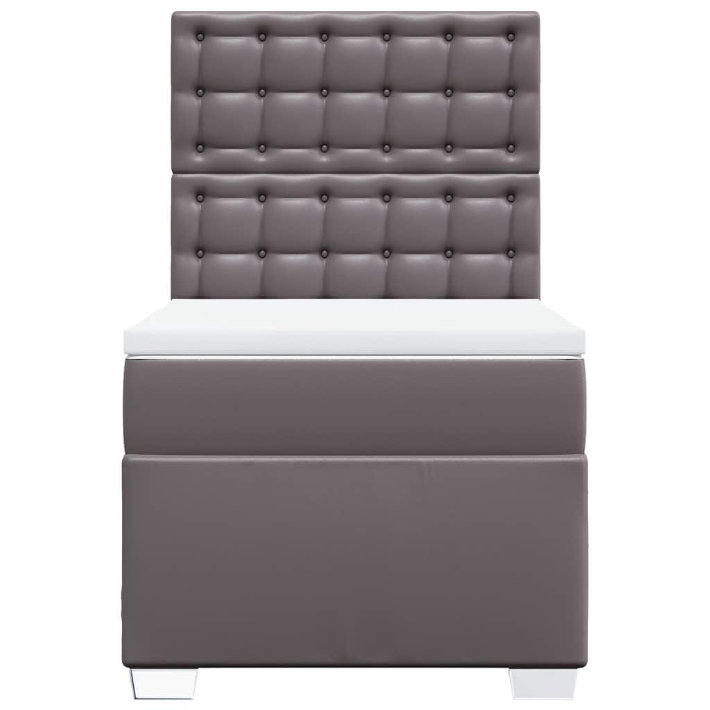 Boxspring met matras kunstleer grijs 90x200 cm – afbeelding 6