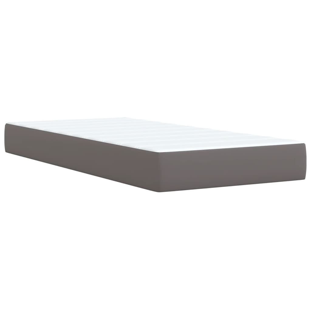 Boxspring met matras kunstleer grijs 90x200 cm – afbeelding 9