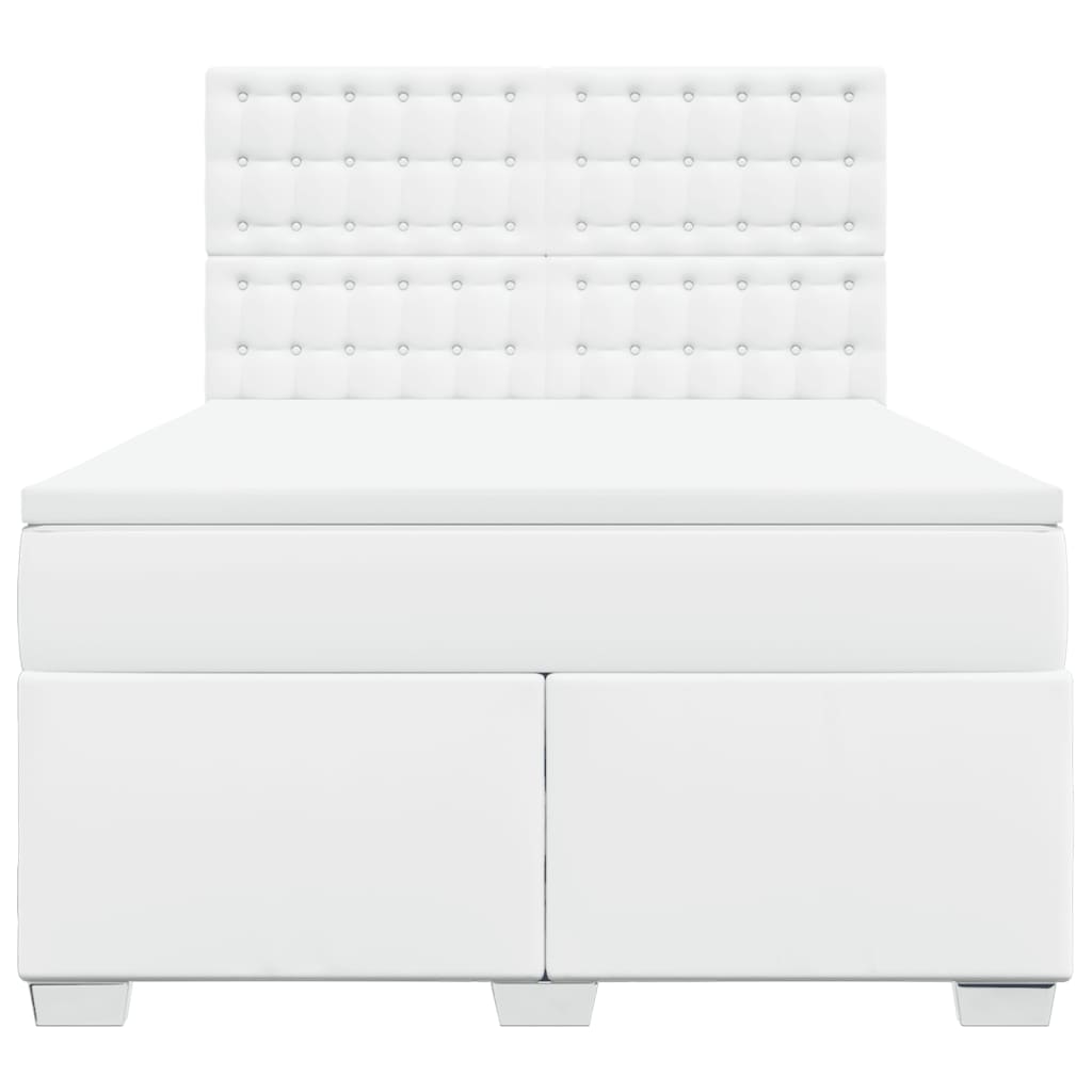 Boxspring met matras kunstleer wit 140x190 cm – afbeelding 6