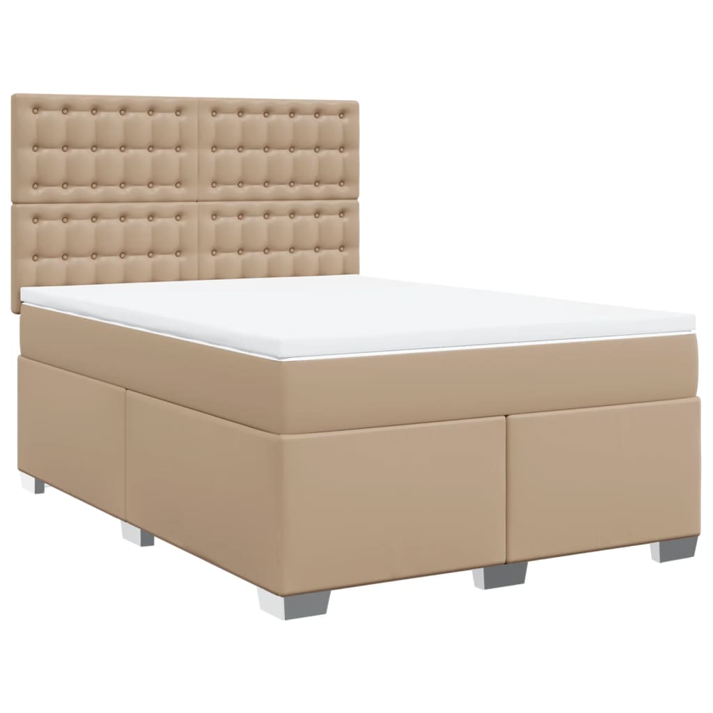 Boxspring met matras kunstleer cappuccinokleurig 140x200 cm – afbeelding 3