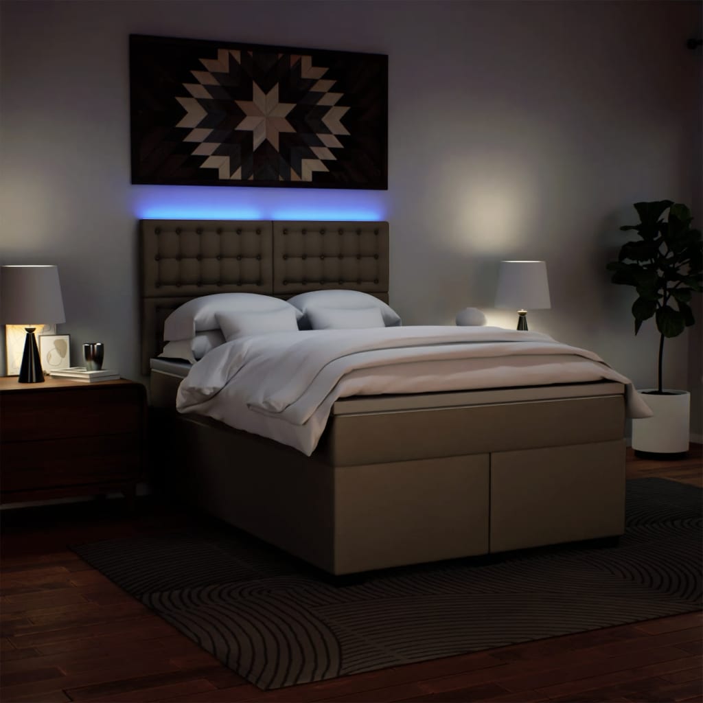 Boxspring met matras kunstleer cappuccinokleurig 140x200 cm – afbeelding 5