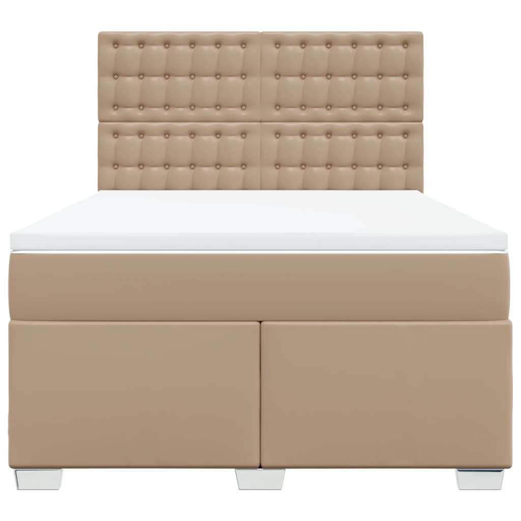 Boxspring met matras kunstleer cappuccinokleurig 140x200 cm – afbeelding 6