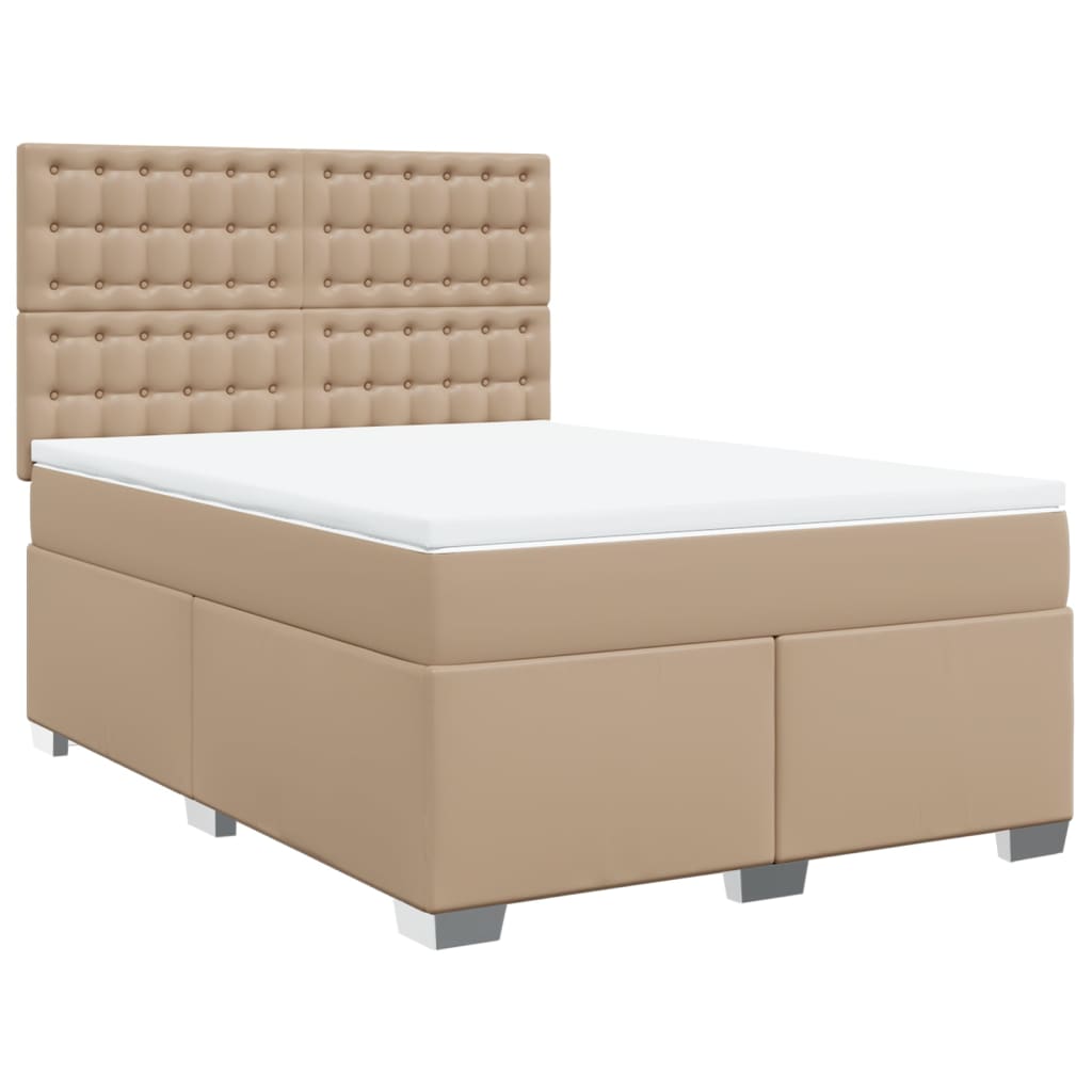 Boxspring met matras kunstleer cappuccinokleurig 160x200 cm – afbeelding 3