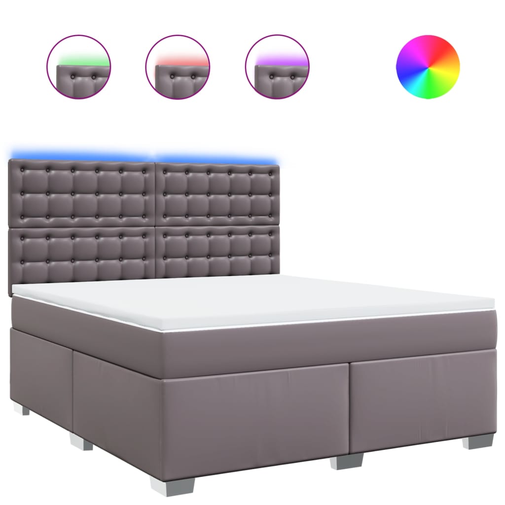 Boxspring met matras kunstleer grijs 180x200 cm – afbeelding 2