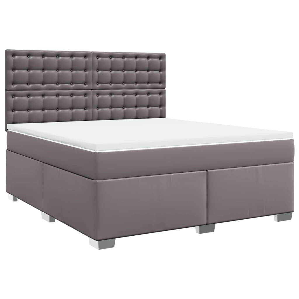 Boxspring met matras kunstleer grijs 180x200 cm – afbeelding 3