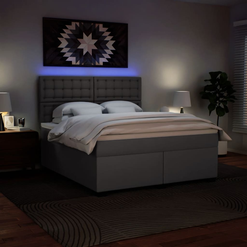 Boxspring met matras kunstleer grijs 180x200 cm – afbeelding 5