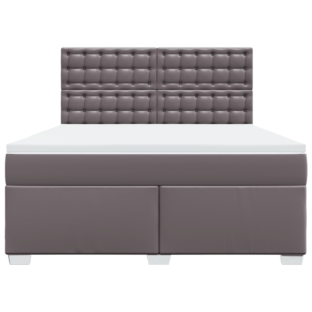 Boxspring met matras kunstleer grijs 180x200 cm – afbeelding 6
