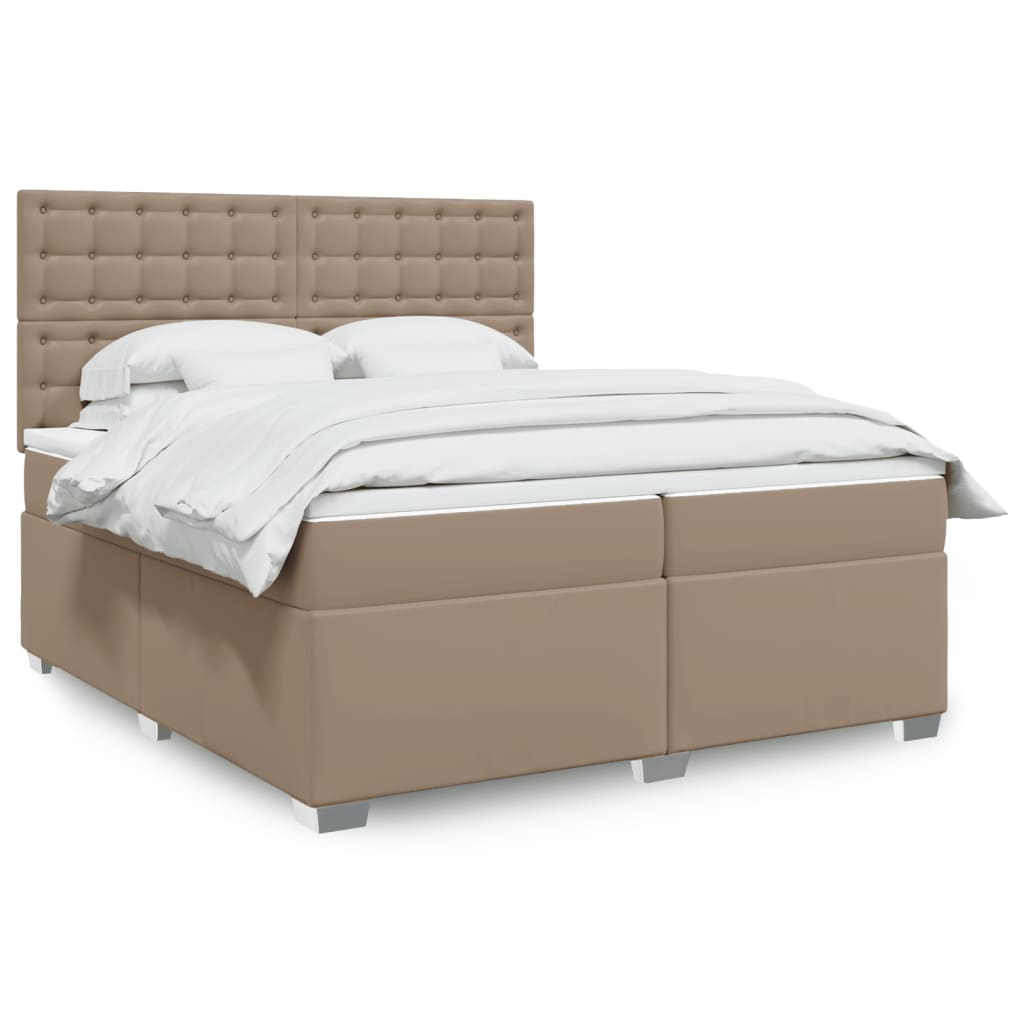 Boxspring met matras kunstleer cappuccinokleurig 200x200 cm – afbeelding 1