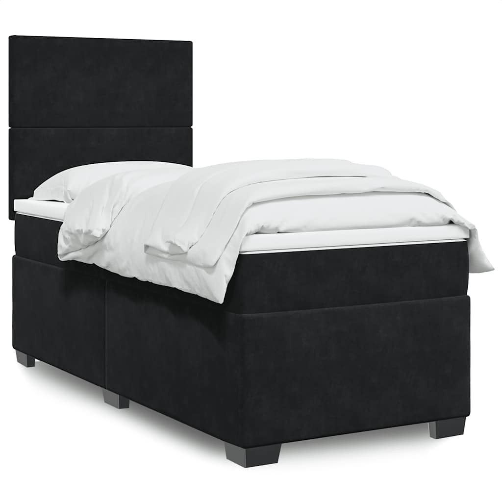 Boxspring met matras fluweel zwart 80x200 cm – afbeelding 1
