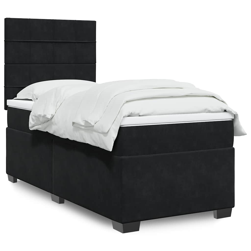 Boxspring met matras fluweel zwart 80x200 cm – afbeelding 1