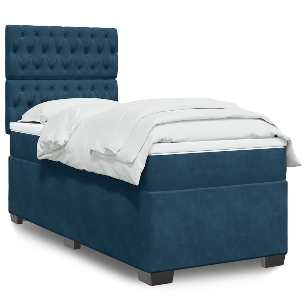 Boxspring met matras fluweel blauw 80x200 cm – afbeelding 1