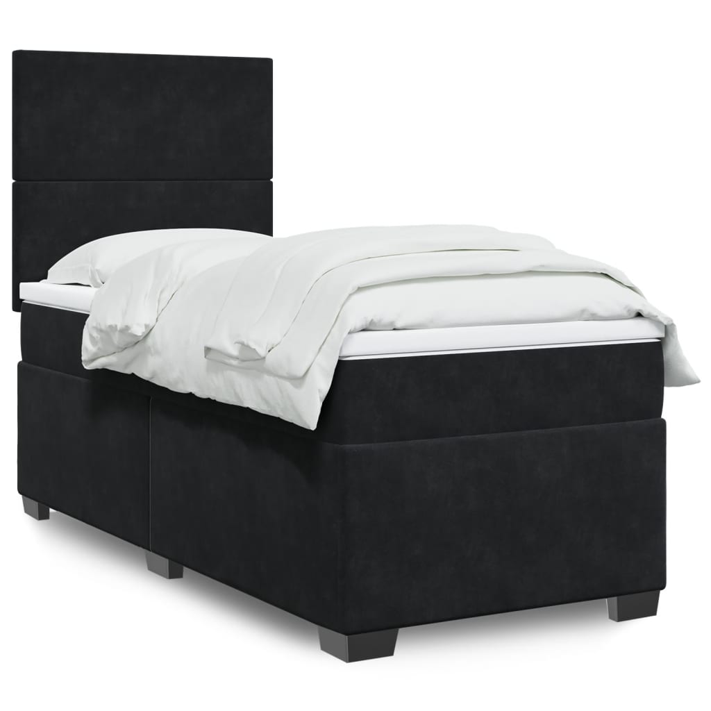 Boxspring met matras fluweel zwart 90x200 cm – afbeelding 1