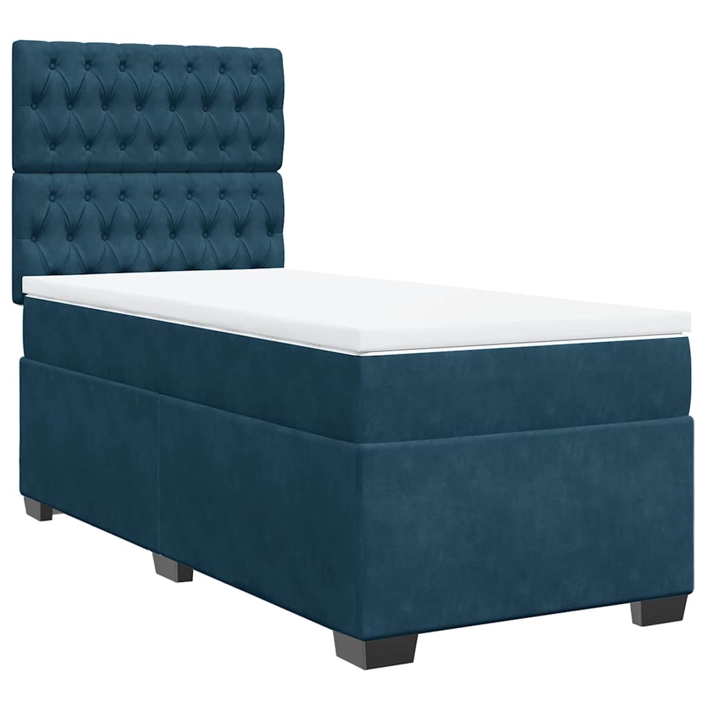 Boxspring met matras fluweel blauw 90x200 cm – afbeelding 3